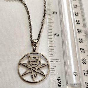 Aleister Crowley 666 Magic Magick Sigil Necklace  Necklace on Silver Rolo Chain