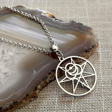 Load image into Gallery viewer, Aleister Crowley 666 Magic Magick Sigil Necklace  Necklace on Silver Rolo Chain
