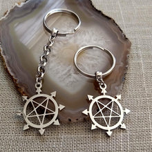 Load image into Gallery viewer, Inverted Pentagram Keychain, Backpack or Purse Charm, Zipper Pull
