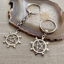 Load image into Gallery viewer, Inverted Pentagram Keychain, Backpack or Purse Charm, Zipper Pull

