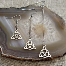 Load image into Gallery viewer, Celtic Knot Gaelic Earrings - Your Choice of Three Lengths - Long Dangle Chain Earrings
