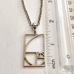 Fibonacci Sequence Necklace, Mens Jewelry on Silver Rolo Chains, Gifts for Mathematicians