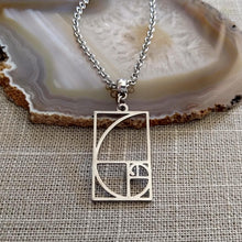 Load image into Gallery viewer, Fibonacci Sequence Necklace, Mens Jewelry on Silver Rolo Chains, Gifts for Mathematicians

