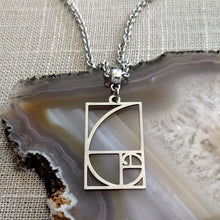 Load image into Gallery viewer, Fibonacci Sequence Necklace, Mens Jewelry on Silver Rolo Chains, Gifts for Mathematicians
