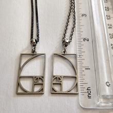 Load image into Gallery viewer, Fibonacci Sequence Necklace, Stainless Steel Machine Cut Charm
