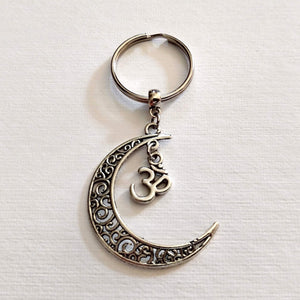 Crescent Moon Keychain, Spiritual Backpack or Purse Charm, Zipper Pull with Your Choice of Charm