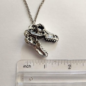 Dinosaur Skull Necklace on Silver Rolo Chain, Mens Jewelry