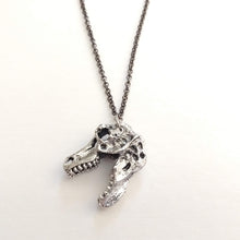 Load image into Gallery viewer, Dinosaur Skull Necklace on Silver Rolo Chain, Mens Jewelry
