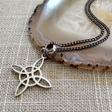 Load image into Gallery viewer, Witches Knot Necklace, Gunmetal Curb Chain, Witchcraft Jewelry
