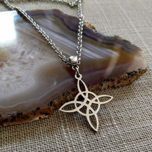 Load image into Gallery viewer, Witches Knot Necklace, Silver Rolo Chain, Witchcraft Jewelry
