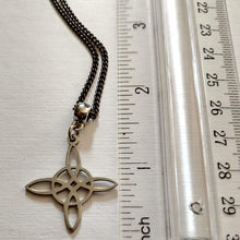 Load image into Gallery viewer, Witches Knot Necklace, Gunmetal Curb Chain, Witchcraft Jewelry
