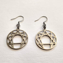 Load image into Gallery viewer, Enneagram of Personality Earrings,  Silver Fourth Way Dangle Drop Earrings
