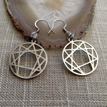 Load image into Gallery viewer, Enneagram of Personality Earrings,  Silver Fourth Way Dangle Drop Earrings
