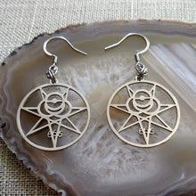 Load image into Gallery viewer, Aleister Crowley Earrings, 666 Magick Dangle Drop Earrings, Occult Occultist Jewelry
