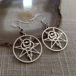 Aleister Crowley Earrings, 666 Magick Dangle Drop Earrings, Occult Occultist Jewelry