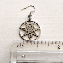 Load image into Gallery viewer, Aleister Crowley Earrings, 666 Magick Dangle Drop Earrings, Occult Occultist Jewelry

