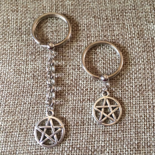Load image into Gallery viewer, Pentagram Keychain, Wicca Wiccan Backpack or Purse Charm, Zipper Pull
