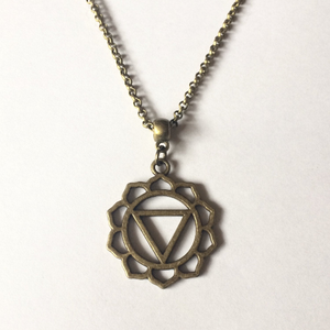 Solar Plexus Chakra Necklace on Bronze Rolo Chain, Yoga Jewelry