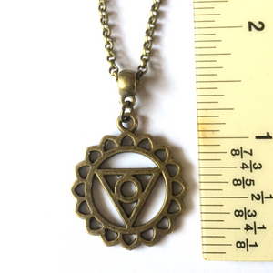 Throat Chakra Necklace on Bronze Rolo Chain, Yoga Jewelry