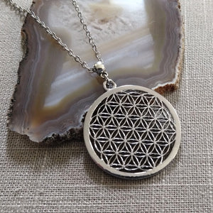 Flower of Life Necklace on Silver Cable Chain