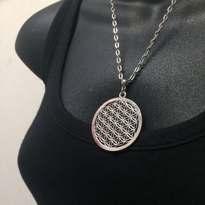Flower of Life Necklace on Silver Cable Chain
