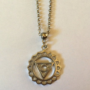Throat Chakra Necklace on Rolo Chain, Yoga Jewelry
