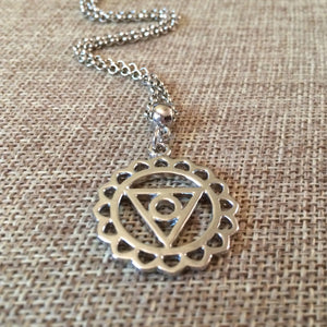 Throat Chakra Necklace on Rolo Chain, Yoga Jewelry