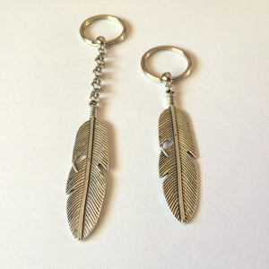 Feather Keychain, Backpack or Purse Charm, Zipper Pull, Mens Accessories
