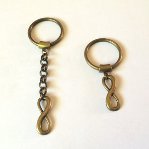 Bronze Infinity Keychain Key Ring or Zipper Pull - Eight Keychain - Anniversary Gifts