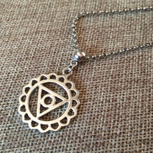 Load image into Gallery viewer, Throat Chakra Necklace on Rolo Chain, Yoga Jewelry
