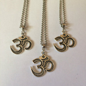 Silver Ohm Necklace - Ohm Pendant on Rolo Chain - Yoga Jewelry