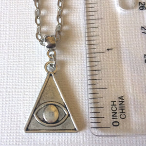 Evil Eye Illuminati Necklace on Silver Cable Chain - Mens Jewelry