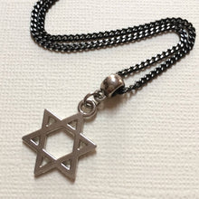 Load image into Gallery viewer, Silver Star of David Necklace on Thin Gunmetal Chain - Jewish Jewelry
