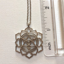 Load image into Gallery viewer, Merkaba Necklace, Silver Thin Cable Chain, Yoga Meditation Reiki Jewelry

