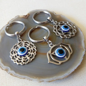 Evil Eye Chakra Keychain - Crown, Third Eye or Sacral Root Chakra Keychains