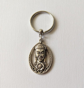 Silver Buddha Keychain Key Ring or Zipper Pull - Buddhist Keychain