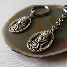 Load image into Gallery viewer, Silver Buddha Keychain Key Ring or Zipper Pull - Buddhist Keychain
