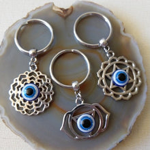 Load image into Gallery viewer, Evil Eye Chakra Keychain - Crown, Third Eye or Sacral Root Chakra Keychains
