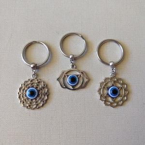 Evil Eye Chakra Keychain - Crown, Third Eye or Sacral Root Chakra Keychains