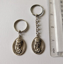 Load image into Gallery viewer, Silver Buddha Keychain Key Ring or Zipper Pull - Buddhist Keychain
