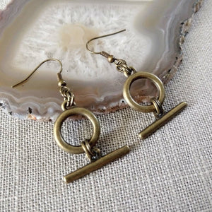 Bronze Minimalist Earrings - Dangle Drop Earrings
