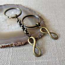Load image into Gallery viewer, Bronze Infinity Keychain Key Ring or Zipper Pull - Eight Keychain - Anniversary Gifts

