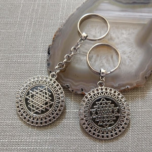 Sri Yanta Keychain, Yoga Zen Reiki Spiritual Meditation Keychain, Sacred Geometry