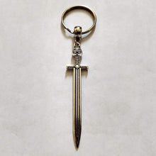 Load image into Gallery viewer, Cat Sword Keychain - Silver Sword with Cat Head Hilt
