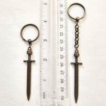 Load image into Gallery viewer, Cat Sword Keychain - Brown Sword with Cat Head Hilt, Zipper Pull, Backpack or Purse Charm
