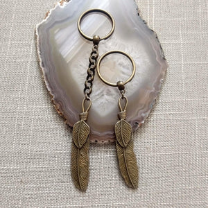 Bronze Feather Keychain or Zipper Pull - Mens Keychains
