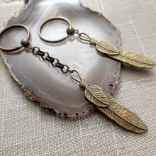 Load image into Gallery viewer, Bronze Feather Keychain or Zipper Pull - Mens Keychains
