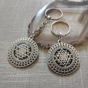 Sri Yanta Keychain, Yoga Zen Reiki Spiritual Meditation Keychain, Sacred Geometry