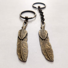 Load image into Gallery viewer, Bronze Feather Keychain or Zipper Pull - Mens Keychains
