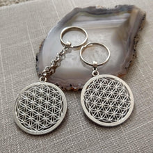 Load image into Gallery viewer, Flower of Life Keychain, Yoga Zen Reiki Spiritual Meditation Keychain, Sacred Geometry
